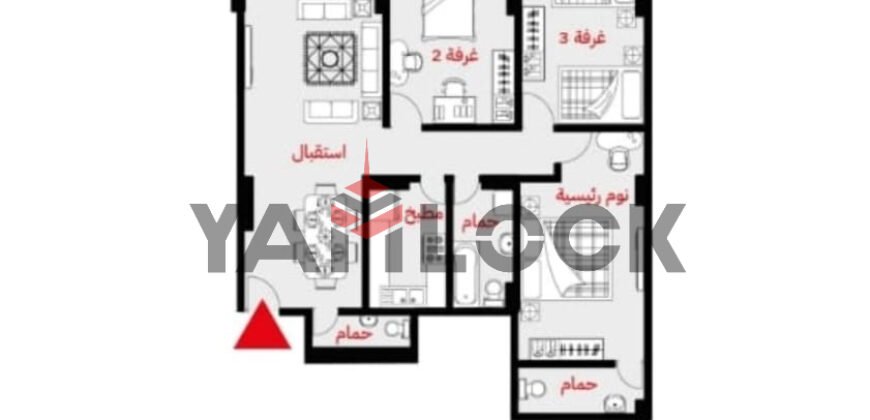 شقة 135 م² للبيع تحت الإنشاء فى شارع الروضة بالقرب من شارع حاتم رشدى – بني سويف