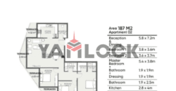 شقة 187 م² تحت الانشاء للبيع في the one compound – الاسكندرية
