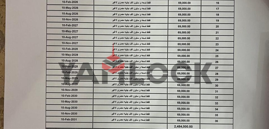 شاليه 125 م² للبيع فى تلال السخنة المرحلة السادسة المصطبة السادسة – العين السخنة