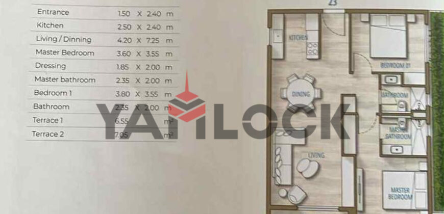 شاليه 112 م² للبيع بمشروع ساوث ميد بمدينة الضبعة الساحل الشمالي